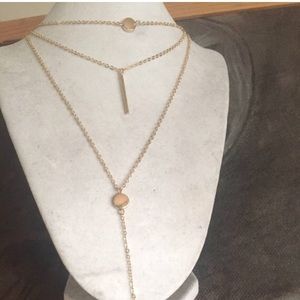 Y Multilayer Delicate Gold bar layered necklace